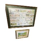 Seven various signed Alderson watercolours and framed Dinsdale print (8).