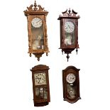 Collection of four various wall clocks.