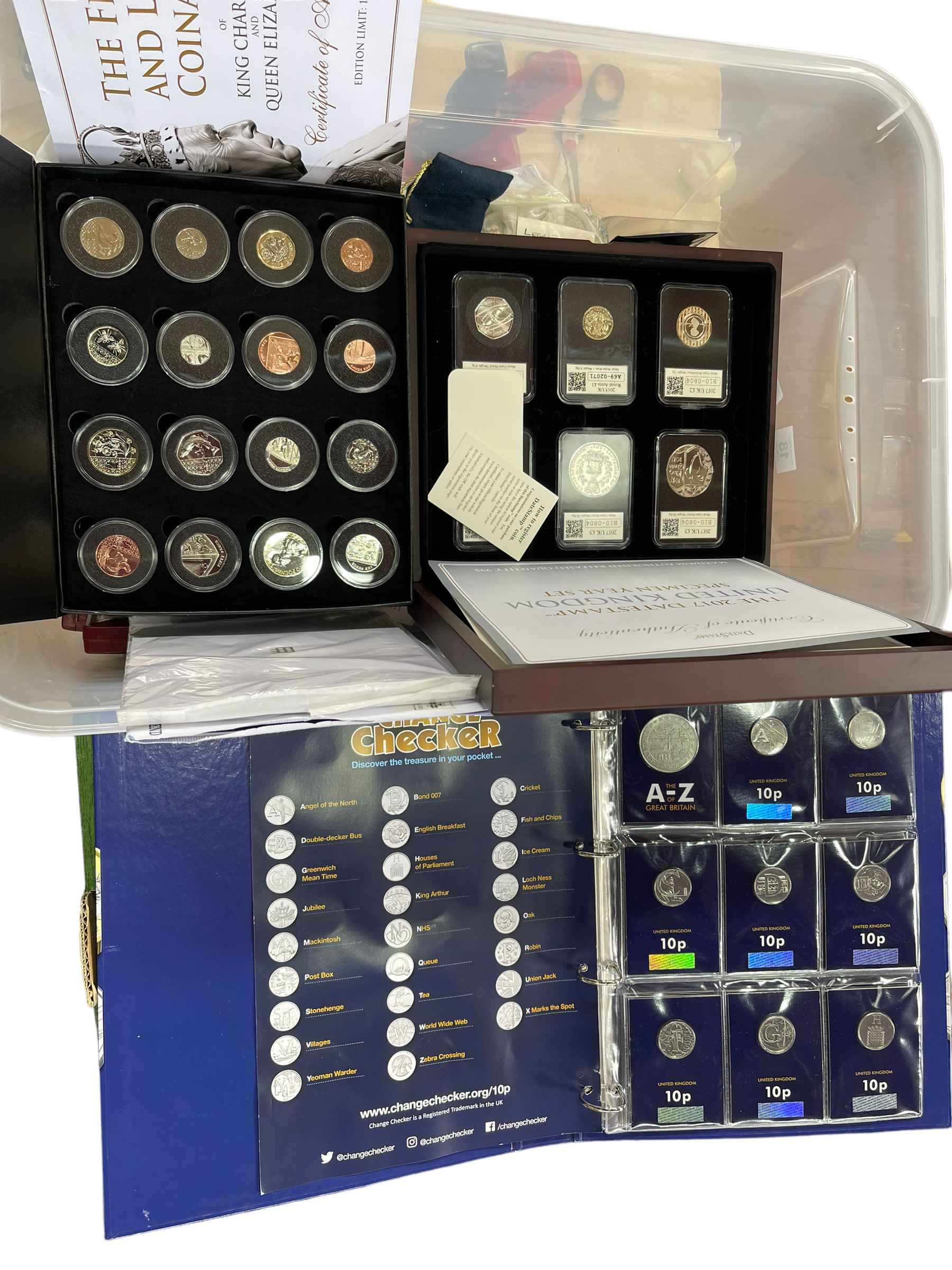 A very good collection of mixed coinage inc King Charles III and QEII First and Last coinage set,