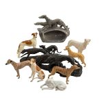 Collection of Greyhound ornaments.