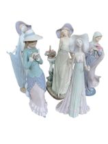 Five Lladro figurines including Time for Reflection, Afternoon Tea Reading,