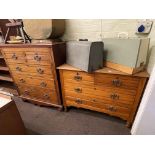 Two Victorian walnut chests and linen stool (3).