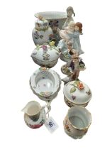 Herend Pottery vases, lidded pots, Lladro group, Royal Worcester group 'Love',