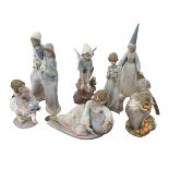 Collection of eight Lladro figures including World of Fantasy,