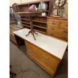 Lebus Mid Century dressing table, four drawer chest and headboard,