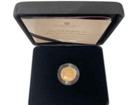 2021 QEII 95th birthday celebration gold sovereign by Royal Mint with COA.