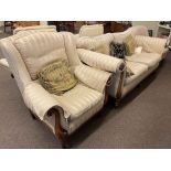 Medallion Upholstery Ltd three piece lounge suite in striped fabric.