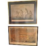Two framed maritime prints including Trafalgar.