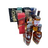 Twelve bottles of various whisky's including two bottles of 100 Pipers, Dewars,