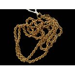 9 carat gold rope twist necklace, 50cm length.