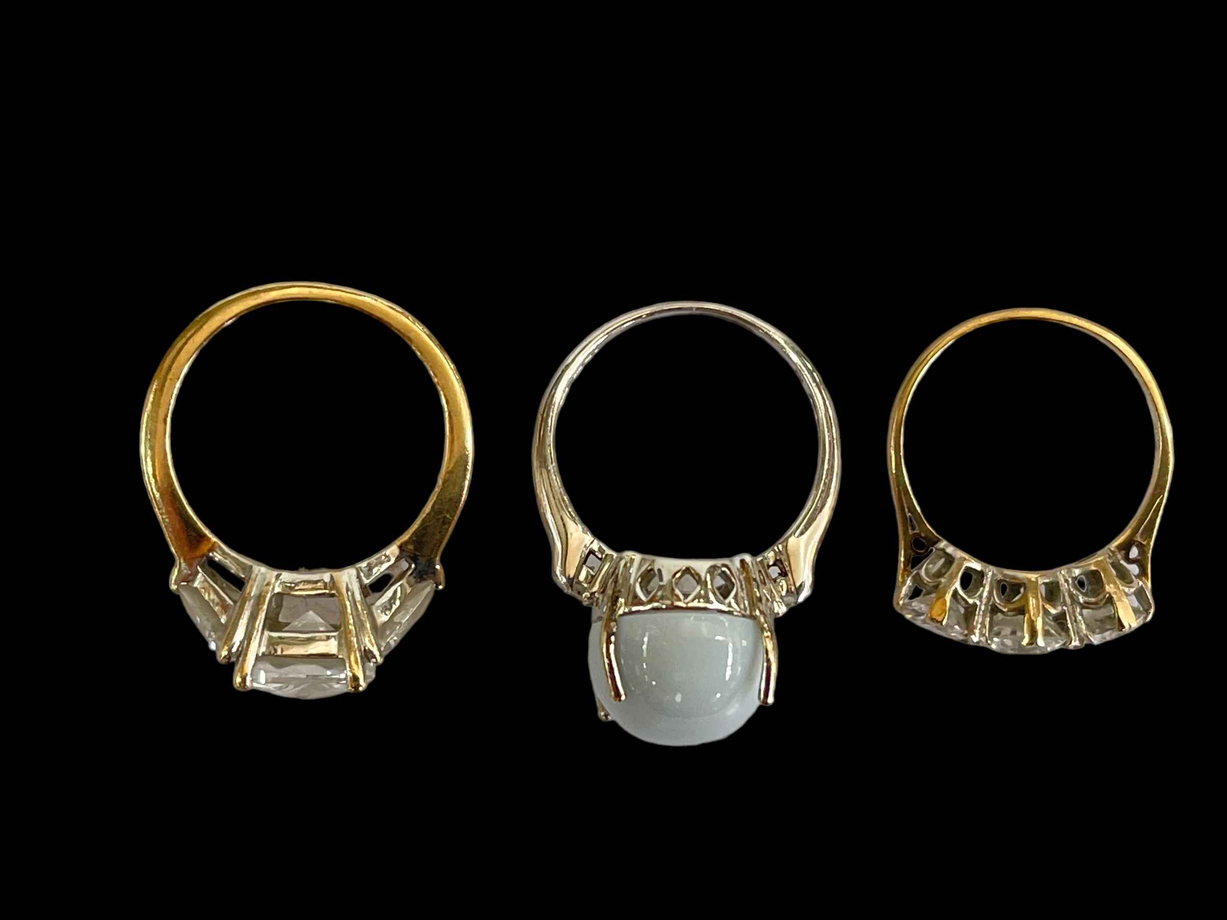 Three 9 carat gold gem stone rings. - Image 2 of 2