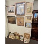 Large collection of pictures including framed oils, watercolours, limited edition print,