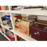 Large collection of photographic equipment, cameras, pair of binoculars, etc.