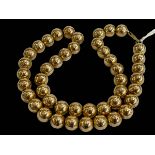 9 carat gold bead necklace, 40cm length.