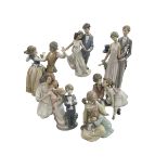 Seven Lladro groups including Dancing The Polka, High Society, Now & Forever and Good Night.