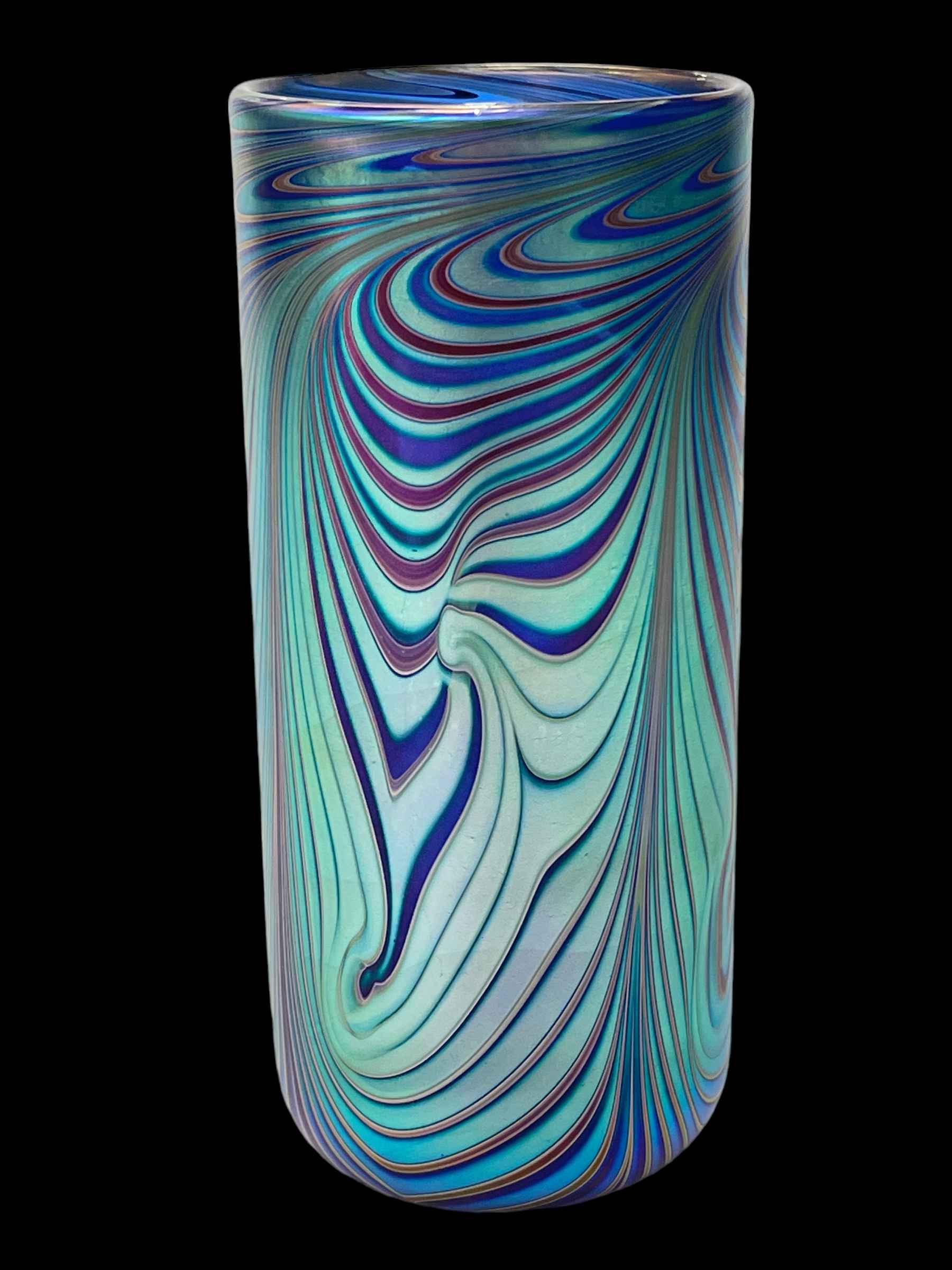 Okra art glass vase, dated 1986, 15.5cm.