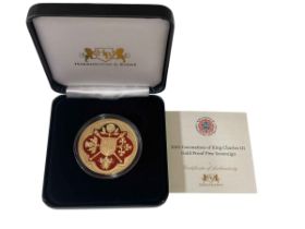 2023 Coronation of King Charles III gold proof five sovereign by Harrington and Byrne with