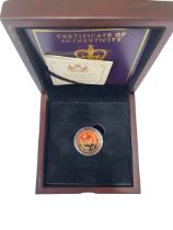 2016 QEII 90th birthday gold proof £1 gold coin by CPM with COA.