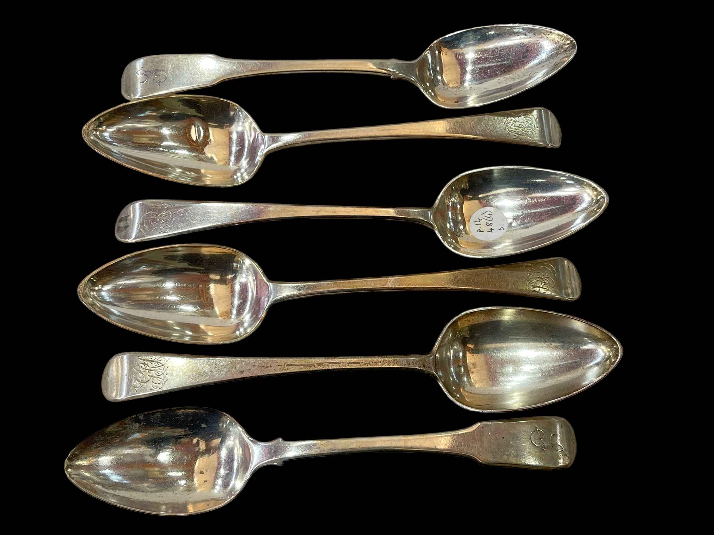 Four George III silver old english pattern tablespoons by W.