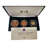 2022 QEII Platinum Jubilee gold proof three coin collection by Harrington and Byrne with COA,