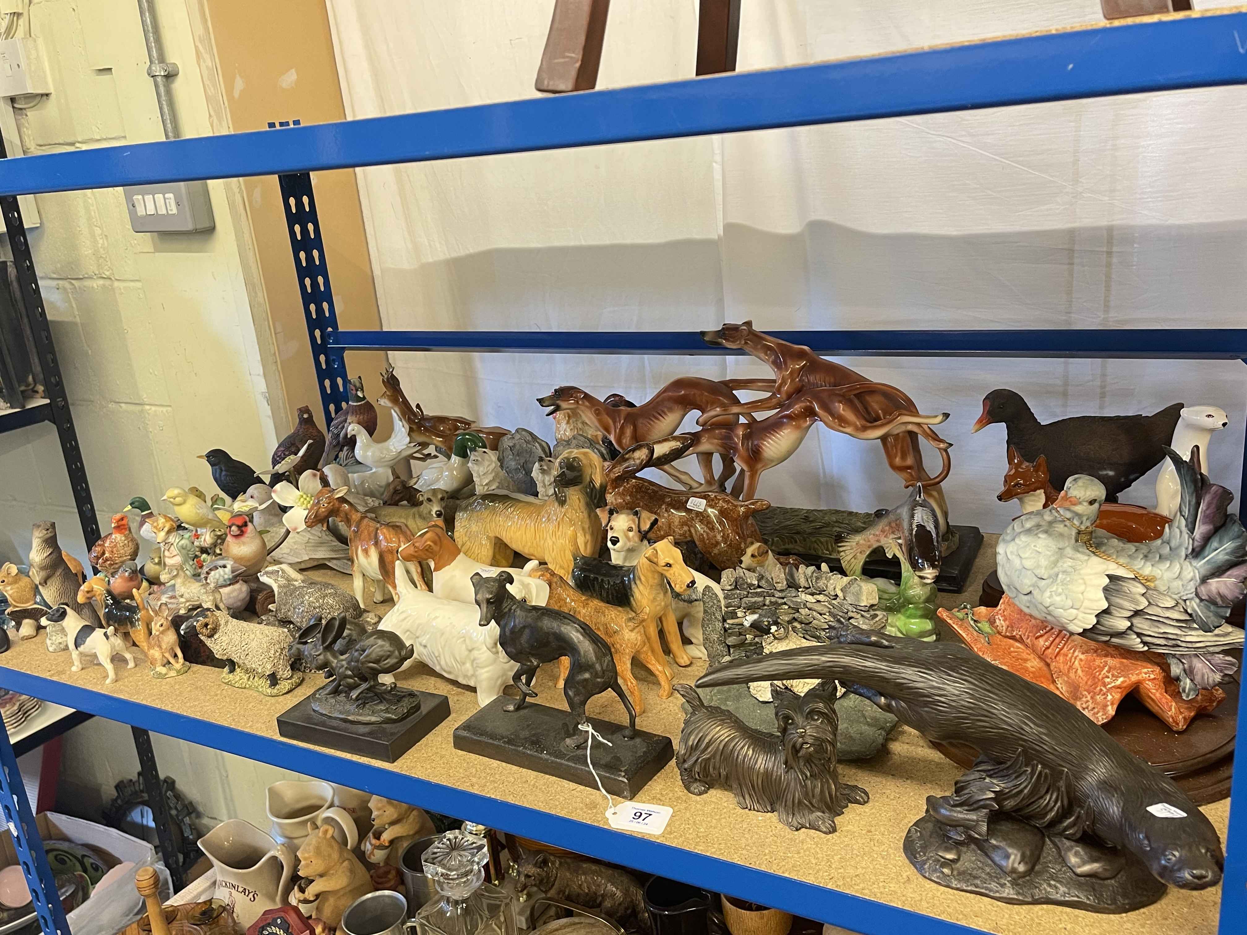 Collection of animal ornaments including Winstanley Hare, size 5, bird ornaments, etc.