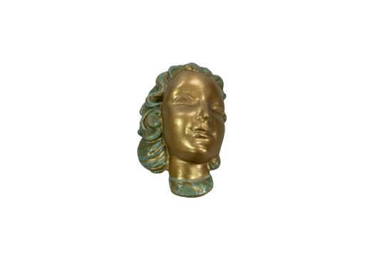 Painted plaster Art Deco wall face mask, 16cm by 10cm.