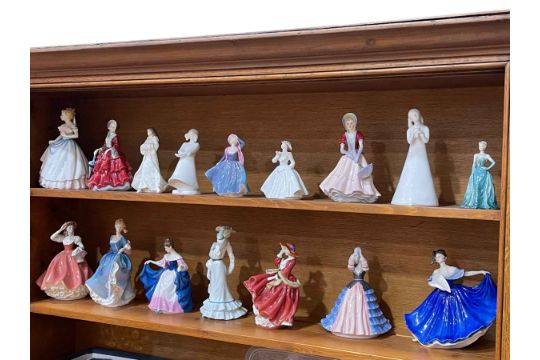 Collection of Royal Doulton, Paragon and Coalport lady figurines.