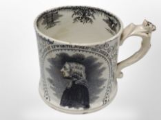 A Victorian transfer printed mug depicting John Wesley,