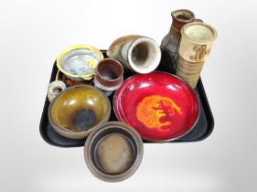 A group of 20th century studio pottery wares, bowls,