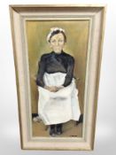 20th century School : A maid seated, oil on board,