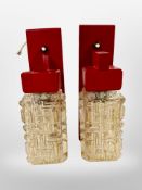 A pair of Danish Vitrika Troelampet glass and painted wood wall lights,