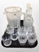A group of crystal including ice bucket, decanters,