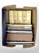 A box of Wisdens Cricket Almanacks, sheet music volumes,