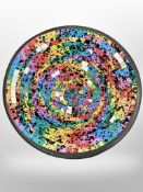 A large multicoloured mosaic glass and pottery bowl, diameter 39.