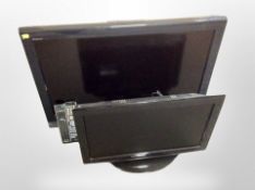 A Sony Bravia 32 inch LCD TV and a further 22 inch TV with leads and remotes