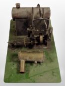 A live steam boiler on plinth,