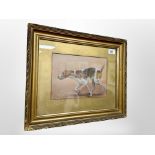 John Silver (20'th Century British) : A Running Fox Hound, oil on board, 18 cm x 25 cm, framed.