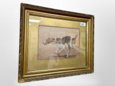 John Silver (20'th Century British) : A Running Fox Hound, oil on board, 18 cm x 25 cm, framed.