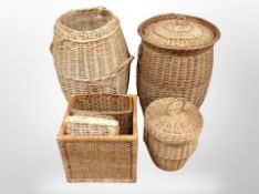 A group of wicker hampers and baskets