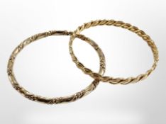 Two gold plated bangles