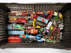 A crate of 20th century play-worn die cast vehicles including matchbox,