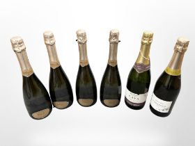 Six bottles of Brut Millesimato (4), Prosecco and Cava.