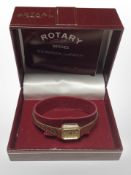 A lady's gold plated Rotary quartz wristwatch in box