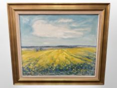 Danish school : oil on canvas, a view across farm land,