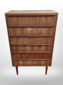 A 1970's Danish teak chest of six drawers,