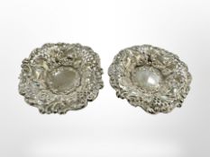 A pair of pierced silver bonbon dishes, London marks, diameter 10cm.