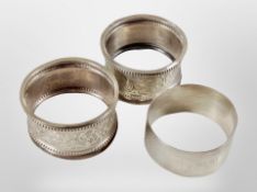 Three silver napkin rings