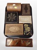 A group of wooden trinket boxes