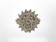 A 9ct gold CZ cluster ring, size S. CONDITION REPORT: 6.