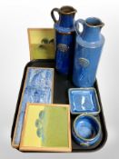 A group of 20th century Danish studio pottery wares including pair of blue glazed vases,